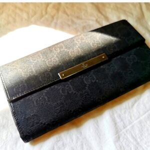Gucci Vintage Monogram Canvas Long Wallet CardHolders